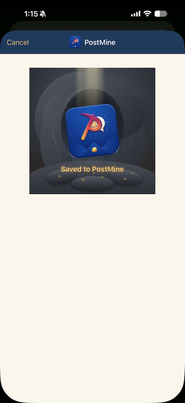 Saved to PostMine